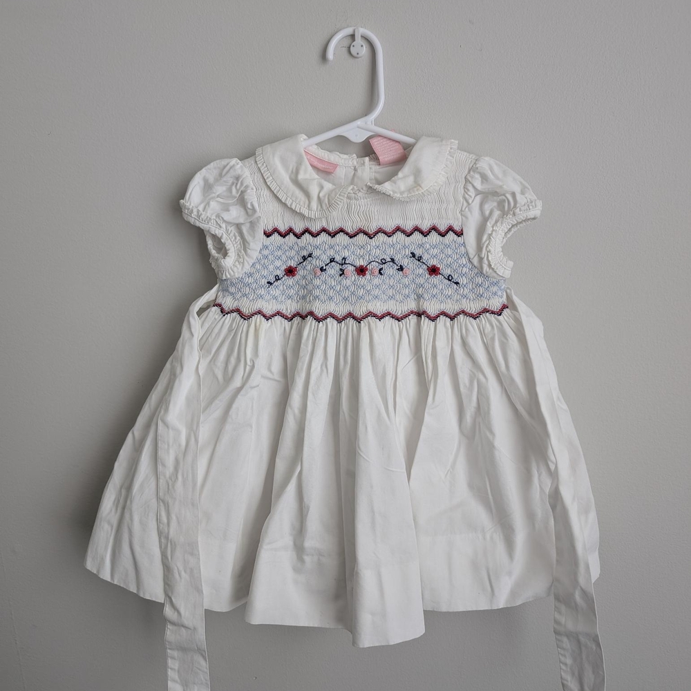 White Baby Dress with Embroidered Design